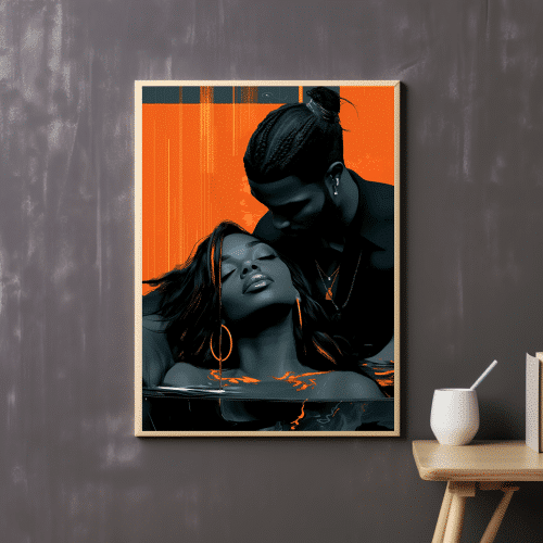 Romantic art piece "Acts of Service" by ALHARI Gallery, emphasizing Black beauty and the quiet power of love in giving.