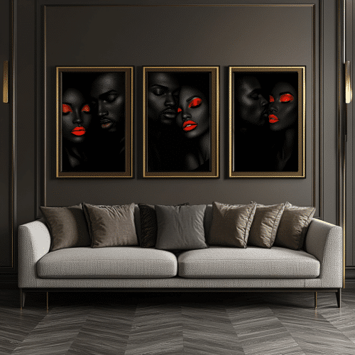 Complete 3PC Intense Whispers Collection bundle showcased in a modern setting with luxurious furniture and ambient lighting for a cohesive artistic display.