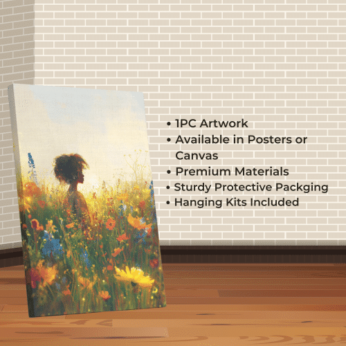 Radiance in Bloom vibrant canvas print with stunning wildflowers and radiant sunlight, expertly packaged for delivery, ensuring premium quality for modern art enthusiasts.