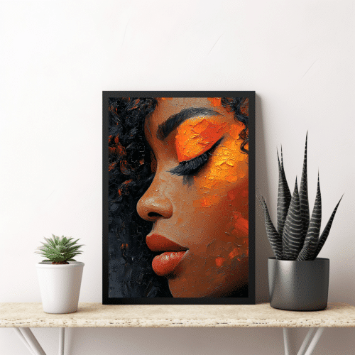 The Canvas of Her displayed in a modern minimalist room, showcasing vibrant textured art perfect for gallery walls or home decor.